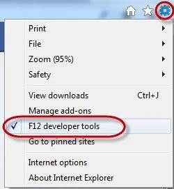Mở F12 Developer Tools trong Internet Explorer để kích hoạt chế độ duyệt web mobile trên máy tính