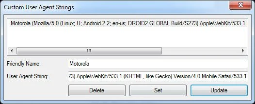 Thêm User Agent tùy chỉnh cho Internet Explorer để mô phỏng thiết bị di động