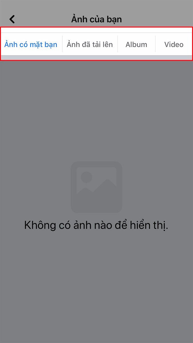 Cách xóa ảnh trên máy tính: Các danh mục ảnh trên Facebook bao gồm Ảnh có mặt bạn, Ảnh đã tải lên, Album và Video