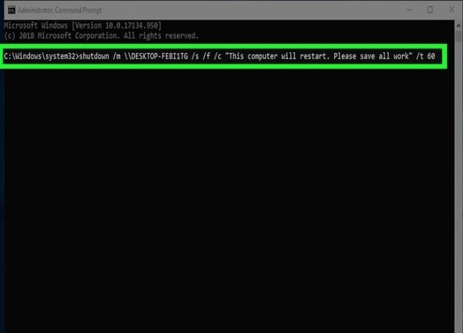 Nhập câu lệnh trong Command Prompt