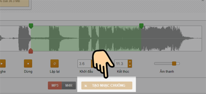 Cắt nhạc online trên máy tính: Hoàn tất tạo và tải nhạc về từ Ringer.org