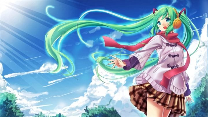 Hình nền máy tính dễ thương anime - Cô gái với hoa anh đào