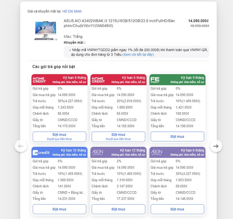 Chá»n gÃ³i tráº£ gÃ³p vÃ Ä‘iá»n thÃ´ng tin