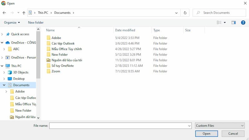 Giao diện Microsoft Word 365 hiển thị tùy chọn 'Tải lên' hoặc 'Mở' để chọn file từ thiết bị