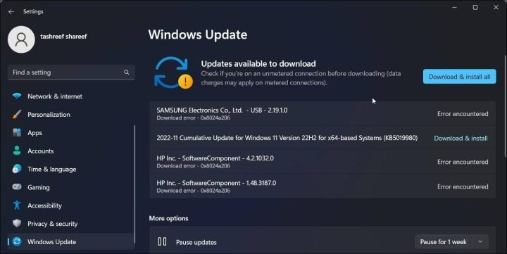 Giao diện Windows Update giúp cập nhật phần mềm trên máy tính
