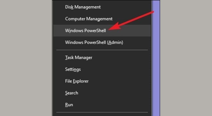 Chọn Windows PowerShell để kiểm tra pin máy tính