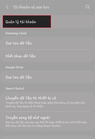 Quản lý tài khoản trên Android để gỡ Gmail