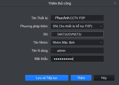 Các bước thêm camera Dahua bằng P2P.