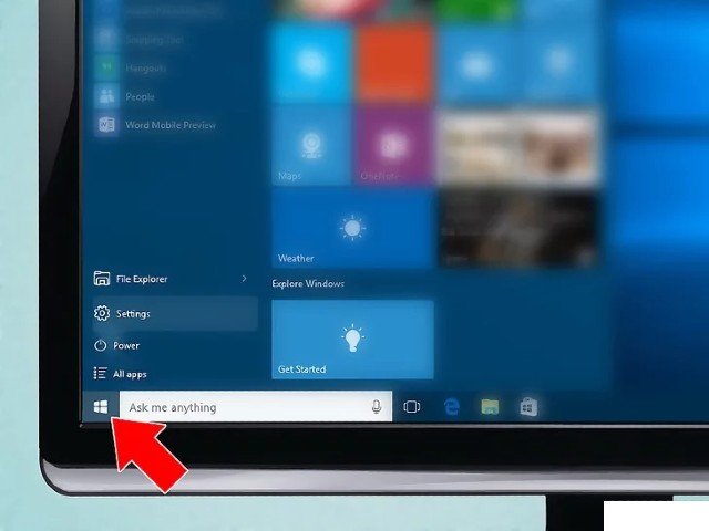 Cách kết nối tai nghe với máy tính: Mở Start Menu