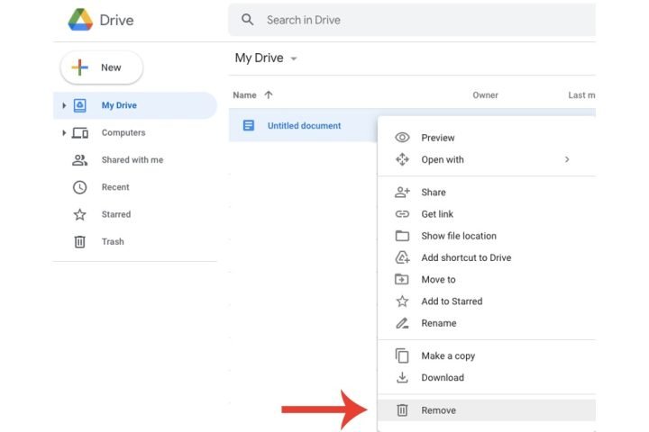 Cách xóa Google Drive khỏi máy tính: Xóa một tệp tin cụ thể bằng chuột phải