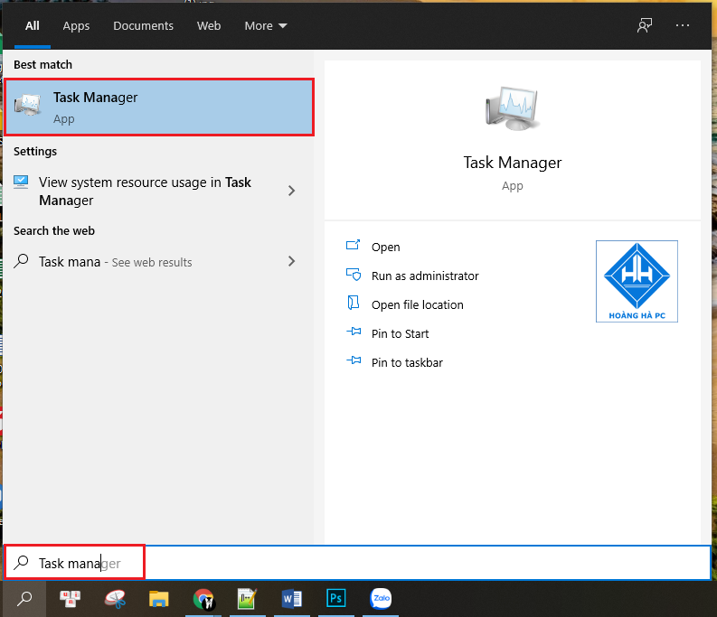 Giao diện Task Manager để kiểm tra RAM máy tính