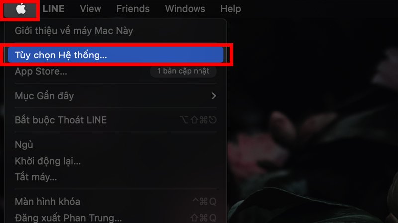 Truy cập System Preferences trên macOS để xem IP