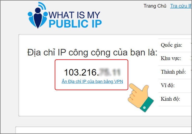 Kiểm tra địa chỉ IP công cộng bằng trang web