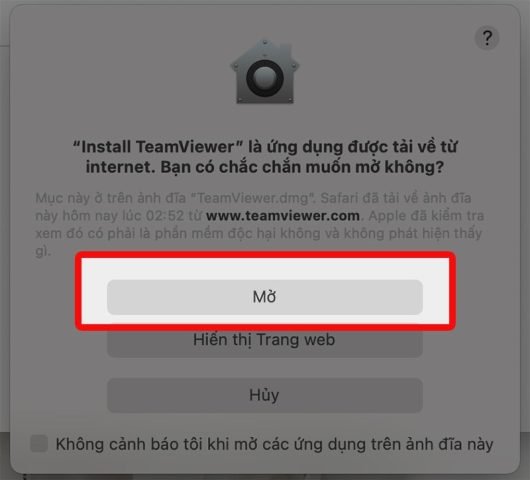 TeamViewer: Xác nhận quyền cài đặt ứng dụng điều khiển máy tính từ xa