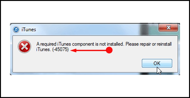 Thông báo lỗi 45075 khi cài đặt iTunes trên máy tính