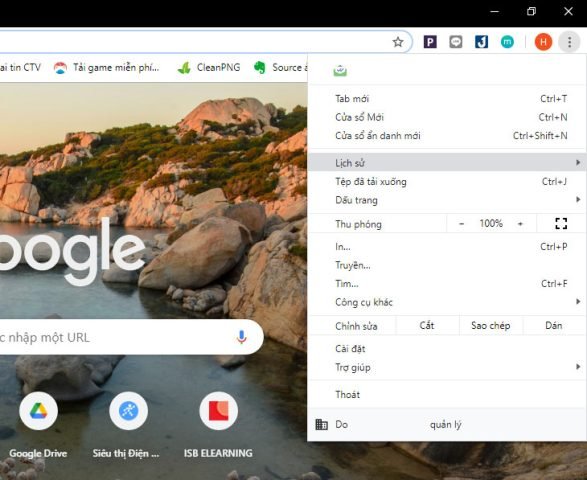 Tại mục Tùy chỉnh và điều khiển Google Chrome, chọn Lịch sử