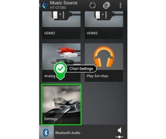 Truy cập cài đặt để tùy chỉnh các thông số âm thanh khi điều khiển máy tính bảng bằng điện thoại
