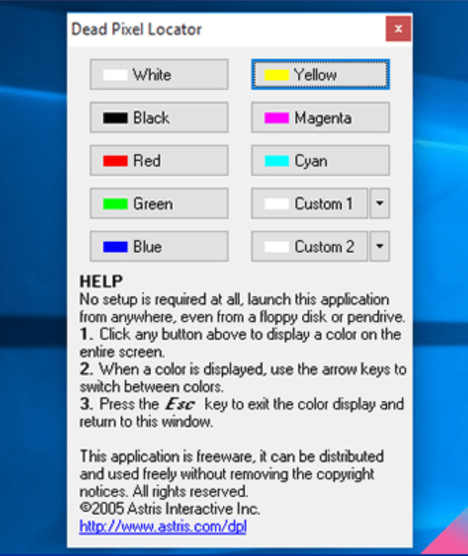 Phần mềm Dead Pixel Locator kiểm tra điểm chết màn hình