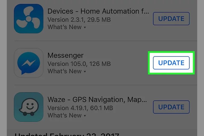 cập nhật messenger