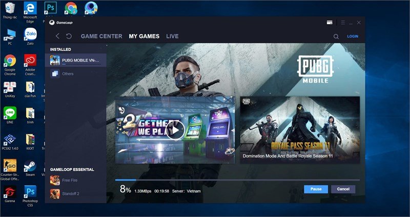 Chá»n vào Game PUBG chuyá»ƒn server thành Viá»‡t Nam.