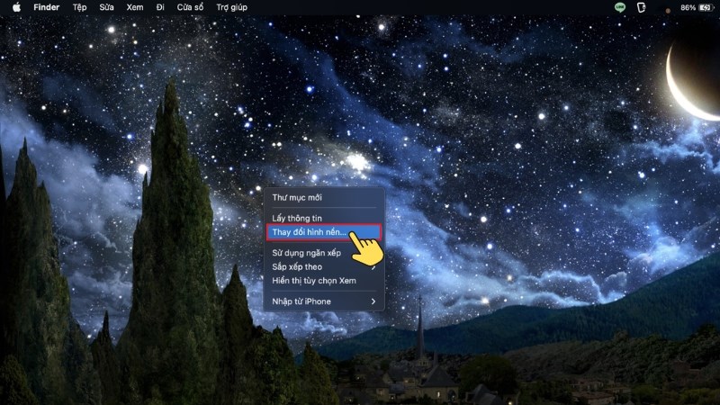 Hướng dẫn thay đổi hình nền máy tính đơn giản trên Macbook thông qua tùy chọn Change Wallpaper