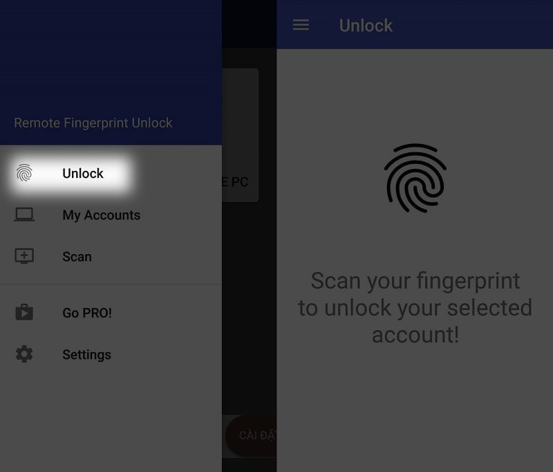 Thực hiện mở khóa máy tính Windows bằng vân tay trên điện thoại Android