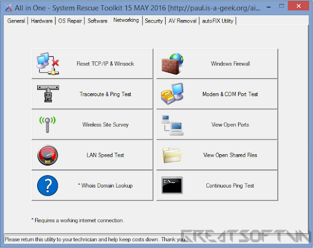 Tab Networking của AiO SRT