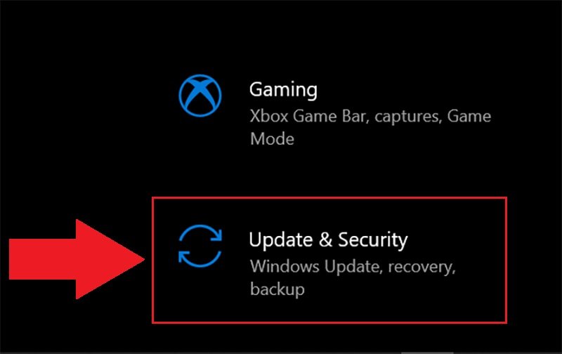 Chọn Update & Security
