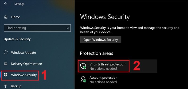 Chọn Virus & threat protection