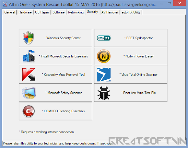 Tab Security của AiO SRT