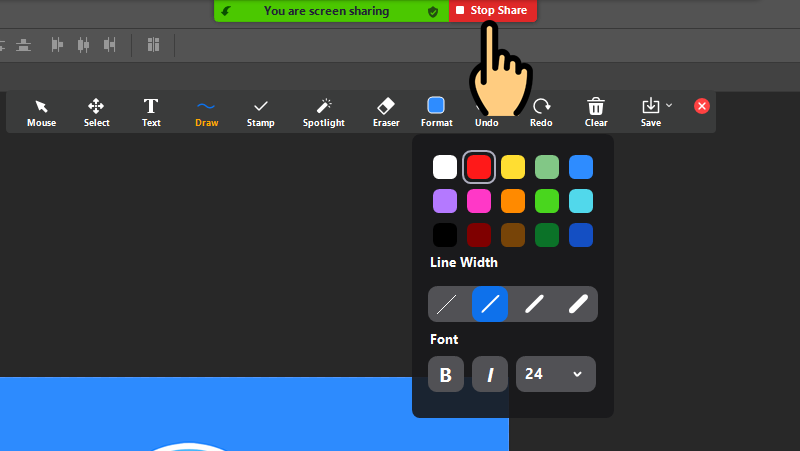 Cách vẽ hình trên máy tính: Ngừng chia sẻ màn hình Zoom