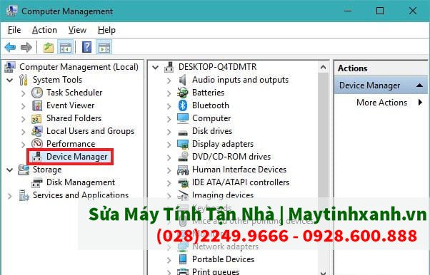 Chọn Device Manager để sửa lỗi co màn hình máy tính