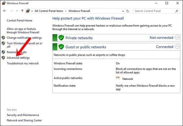 Thiết lập Advanced settings cho Firewall để chặn game