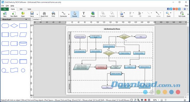 Giao diện chính của phần mềm vẽ miễn phí cho máy tính ClickCharts