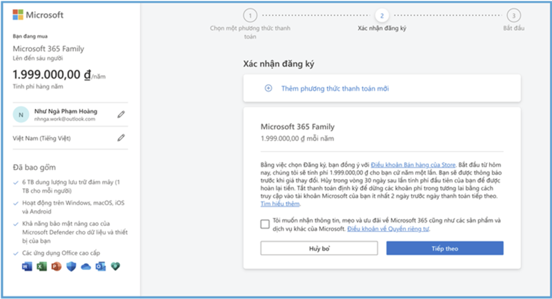 Điền thông tin thanh toán để tải PowerPoint trên máy tính