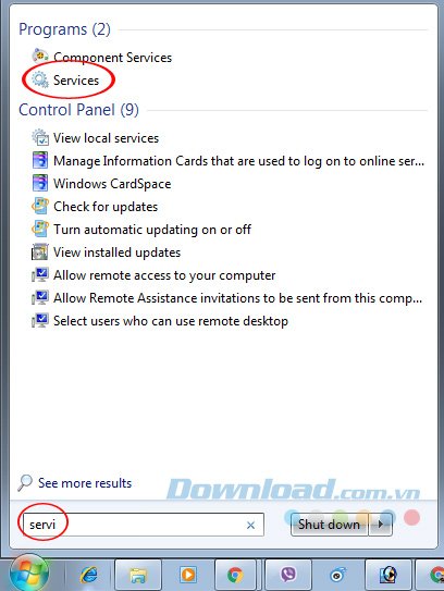 Truy cập Services để sửa lỗi .NET Framework