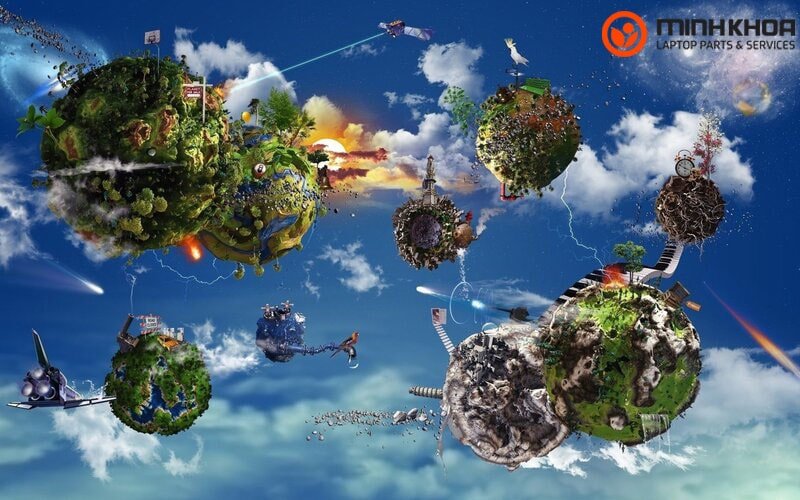 Kỹ thuật viên đang thay màn hình mới cho laptop để khắc phục lỗi hình nền máy tính bị vỡ