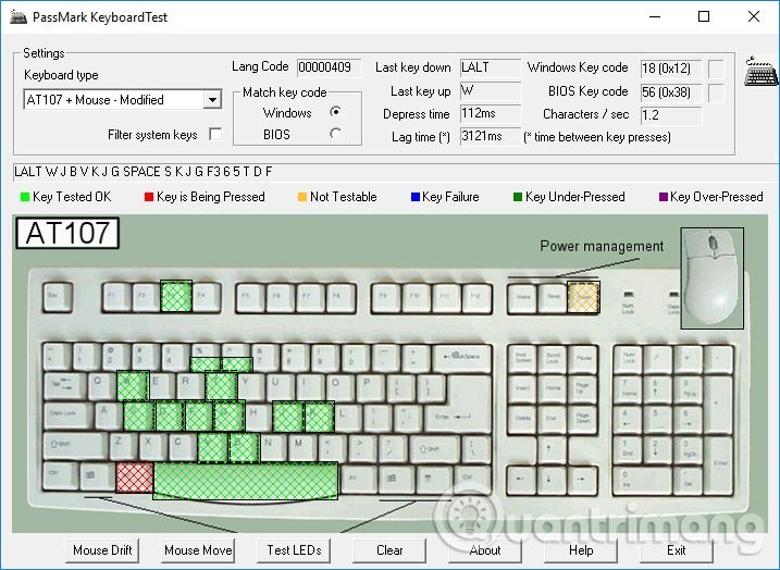 Kiểm tra hoạt động bàn phím