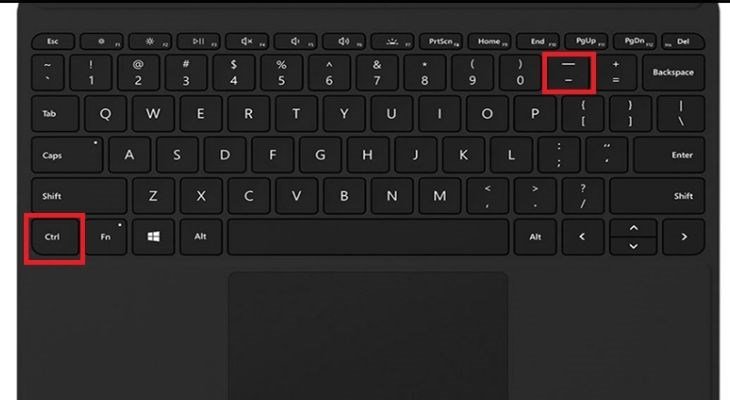 Sử dụng tổ hợp nút Ctrl + - để thu nhỏ màn hình Windows