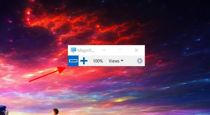 Nhấn nút - để điều chỉnh tỷ lệ thu nhỏ màn hình Windows