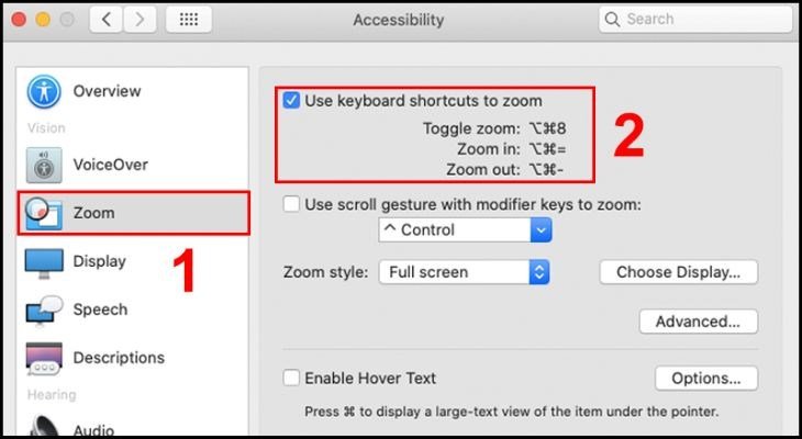 Chọn các thông số để thu nhỏ ứng dụng trên màn hình máy tính Macbook
