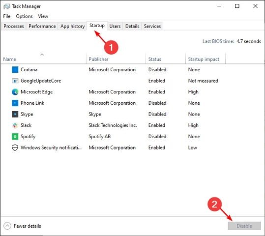Mô tả việc truy cập Task Manager từ System Configuration