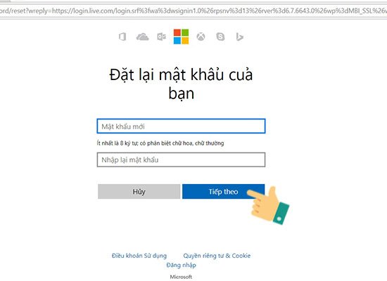 Đặt mật khẩu mới