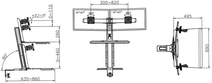 Thông số kỹ thuật chi tiết của chân đỡ màn hình máy tính NB ST25-2A