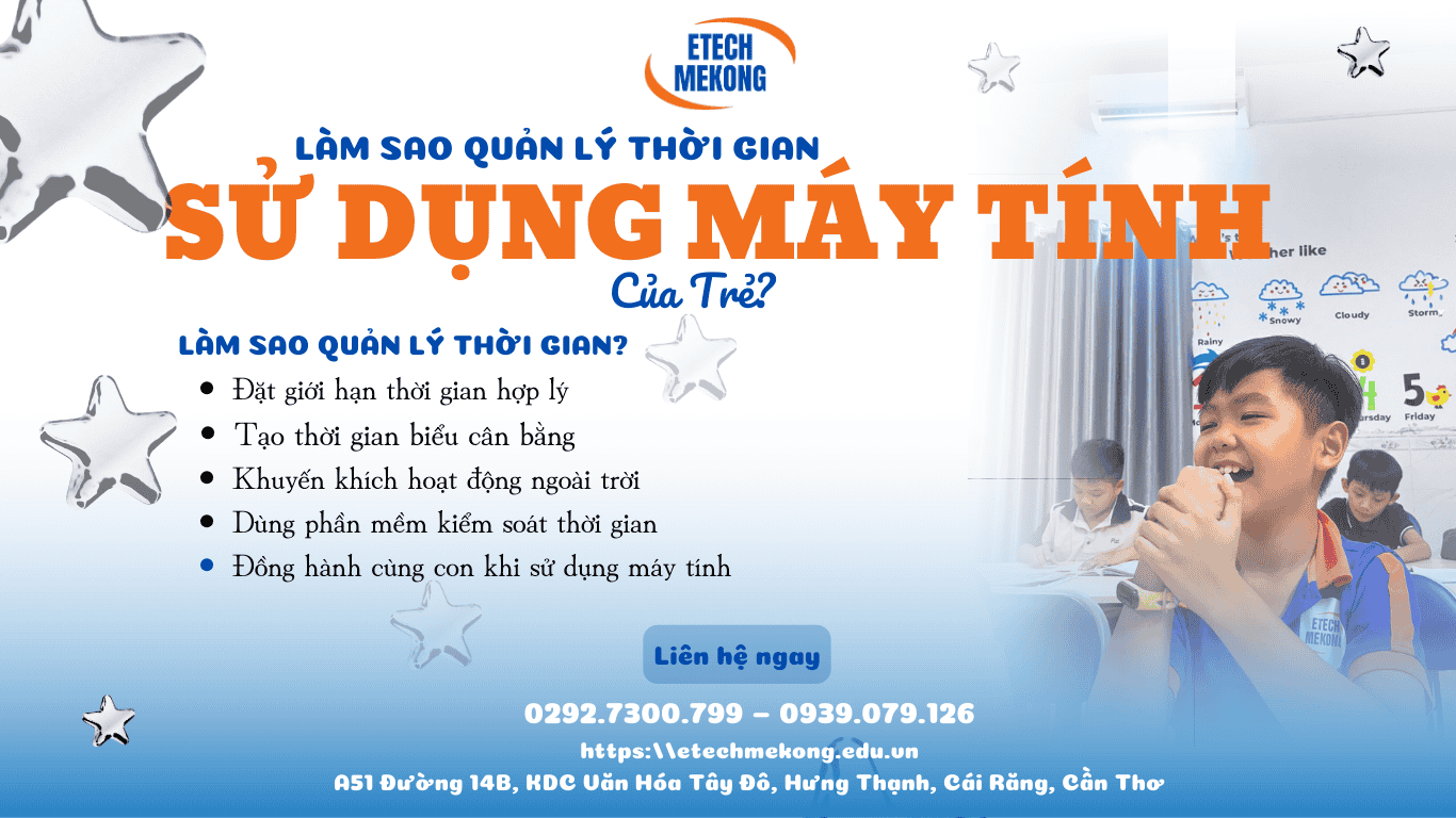 Trẻ em học tập và sử dụng máy tính dưới sự hướng dẫn của phụ huynh để quản lý thời gian sử dụng máy tính hiệu quả