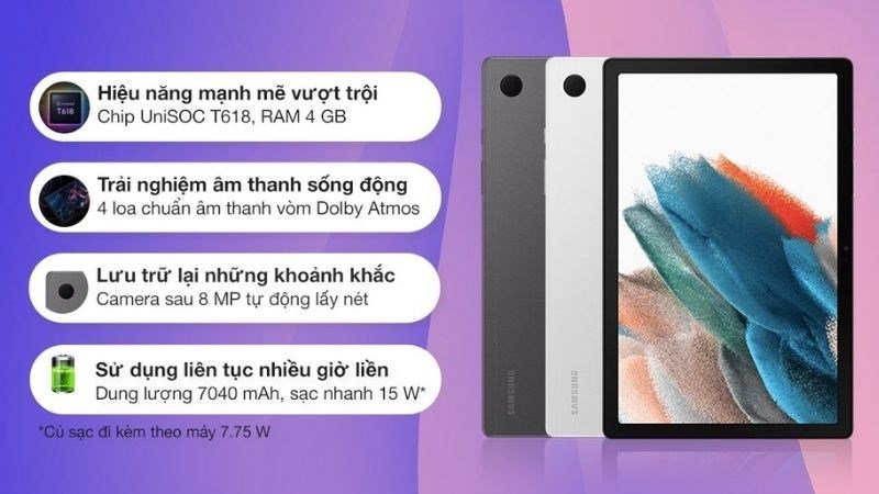 Máy tính bảng Samsung Galaxy Tab A8 (2022) cho bé học với màn hình lớn