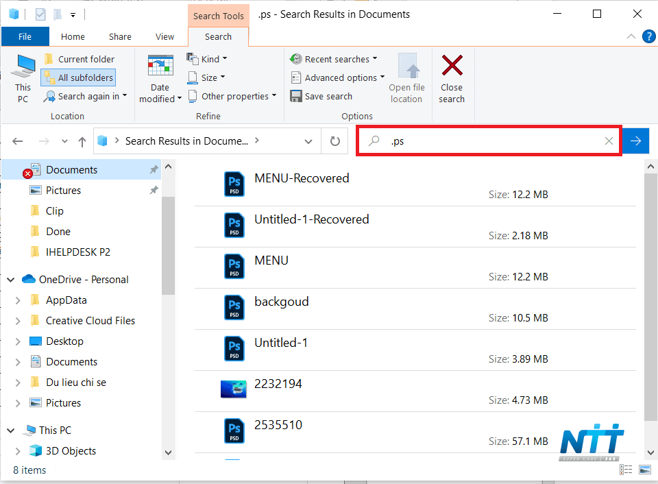 Tìm kiếm nhanh trên máy tính bằng cách gõ định dạng file vào ô tìm kiếm File Explorer