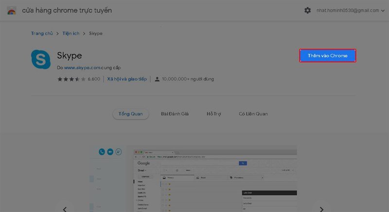 Thêm tiện ích mở rộng Skype vào Chrome để đăng nhập