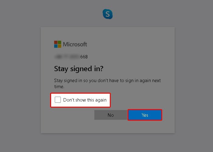 Tùy chọn duy trì trạng thái đăng nhập Skype web