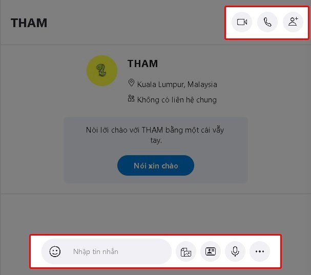 Các chức năng tiện ích trong khung chat Skype web